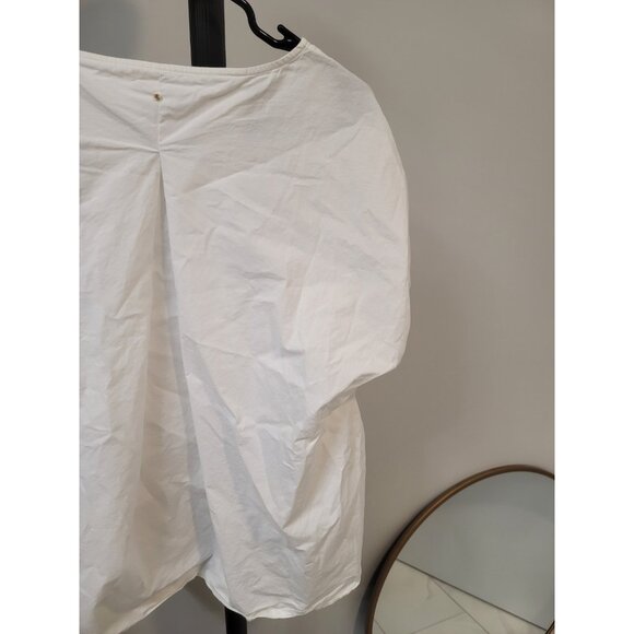 Cuyana Alpaca Boat Neck High Low Top White Boxy Oversized Cap Sleeve Small - Picture 7 of 8